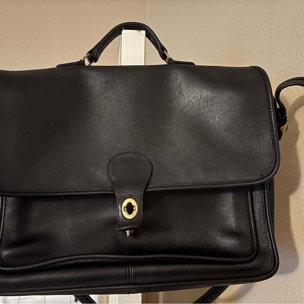 Coach Black Leather Laptop Bag